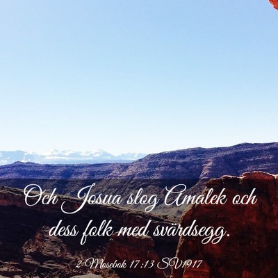 Picture 03 - 2 Mosebok 17:13 SV1917 - Och Josua slog Amalek och dess folk med - Bible Verse Picture