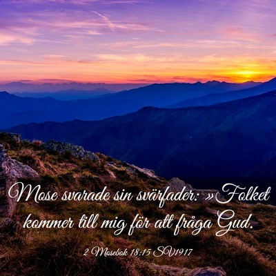Picture 03 - 2 Mosebok 18:15 SV1917 - Mose svarade sin svärfader: »Folket kommer till - Bible Verse Picture