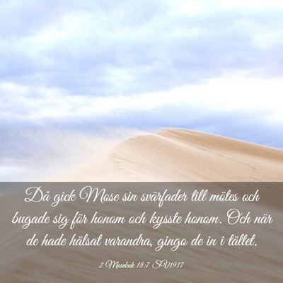 Picture 03 - 2 Mosebok 18:7 SV1917 - Då gick Mose sin svärfader till mötes och - Bible Verse Picture