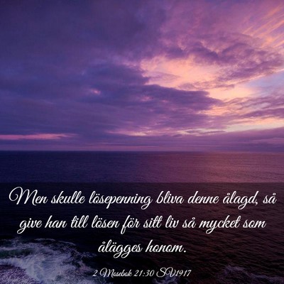 Picture 03 - 2 Mosebok 21:30 SV1917 - Men skulle lösepenning bliva denne ålagd, så - Bible Verse Picture