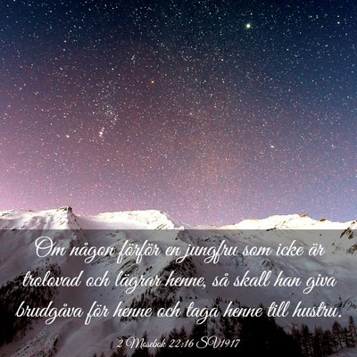 Picture 03 - 2 Mosebok 22:16 SV1917 - Om någon förför en jungfru som icke är - Bible Verse Picture