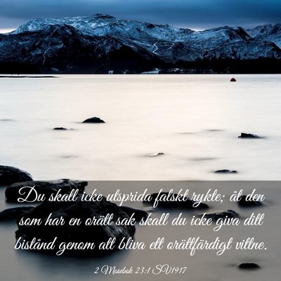 Picture 03 - 2 Mosebok 23:1 SV1917 - Du skall icke utsprida falskt rykte; åt den som - Bible Verse Picture