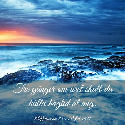 Picture 03 - 2 Mosebok 23:14 SV1917 - Tre gånger om året skall du hålla högtid åt - Bible Verse Picture