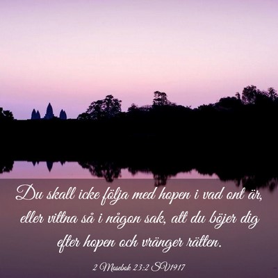 Picture 03 - 2 Mosebok 23:2 SV1917 - Du skall icke följa med hopen i vad ont är, - Bible Verse Picture