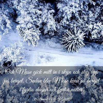 Picture 03 - 2 Mosebok 24:18 SV1917 - Och Mose gick mitt in i skyn och steg upp på - Bible Verse Picture