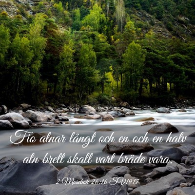 Picture 03 - 2 Mosebok 26:16 SV1917 - Tio alnar långt och en och en halv aln brett - Bible Verse Picture