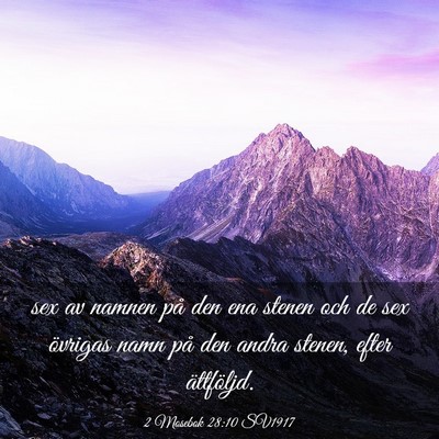 Picture 03 - 2 Mosebok 28:10 SV1917 - sex av namnen på den ena stenen och de sex - Bible Verse Picture