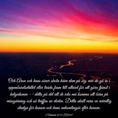 Picture 03 - 2 Mosebok 28:43 SV1917 - Och Aron och hans söner skola hava dem på sig, - Bible Verse Picture
