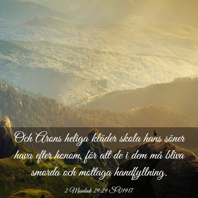 Picture 03 - 2 Mosebok 29:29 SV1917 - Och Arons heliga kläder skola hans söner hava - Bible Verse Picture