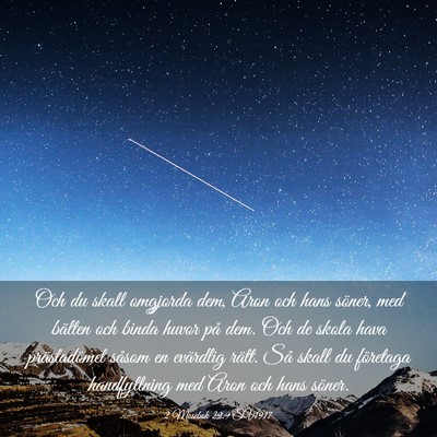 Picture 03 - 2 Mosebok 29:9 SV1917 - Och du skall omgjorda dem, Aron och hans söner, - Bible Verse Picture
