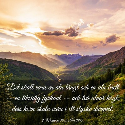 Picture 03 - 2 Mosebok 30:2 SV1917 - Det skall vara en aln långt och en aln brett -- - Bible Verse Picture