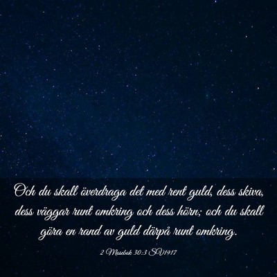 Picture 03 - 2 Mosebok 30:3 SV1917 - Och du skall överdraga det med rent guld, dess - Bible Verse Picture