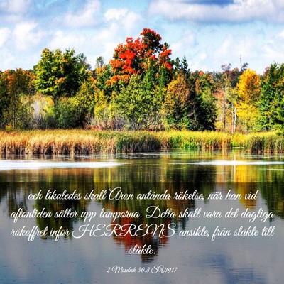 Picture 03 - 2 Mosebok 30:8 SV1917 - och likaledes skall Aron antända rökelse, när - Bible Verse Picture