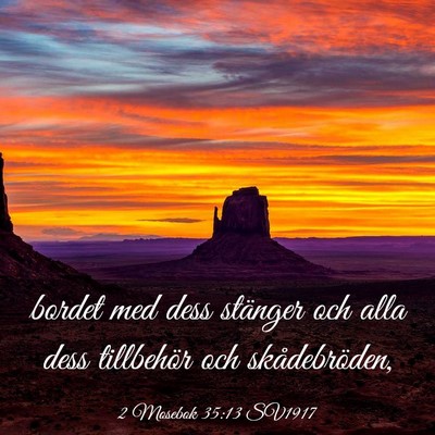 Picture 03 - 2 Mosebok 35:13 SV1917 - bordet med dess stänger och alla dess tillbehör - Bible Verse Picture