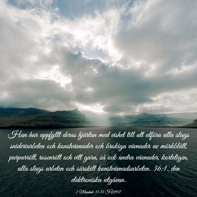 Picture 03 - 2 Mosebok 35:35 SV1917 - Han har uppfyllt deras hjärtan med vishet till - Bible Verse Picture