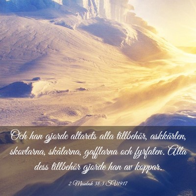 Picture 03 - 2 Mosebok 38:3 SV1917 - Och han gjorde altarets alla tillbehör, - Bible Verse Picture