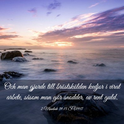 Picture 03 - 2 Mosebok 39:15 SV1917 - Och man gjorde till bröstskölden kedjor i virat - Bible Verse Picture
