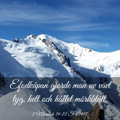 Picture 03 - 2 Mosebok 39:22 SV1917 - Efodkåpan gjorde man av vävt tyg, helt och - Bible Verse Picture