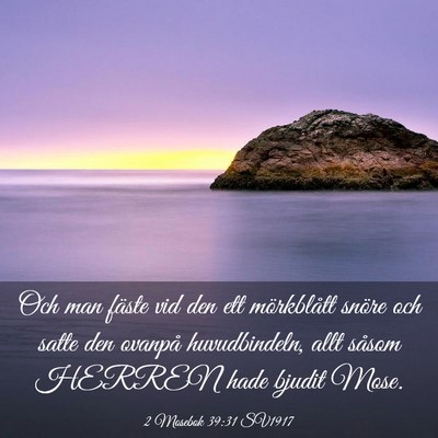 Picture 03 - 2 Mosebok 39:31 SV1917 - Och man fäste vid den ett mörkblått snöre och - Bible Verse Picture