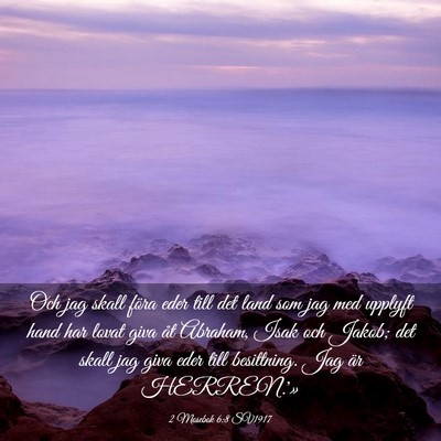 Picture 03 - 2 Mosebok 6:8 SV1917 - Och jag skall föra eder till det land som jag - Bible Verse Picture