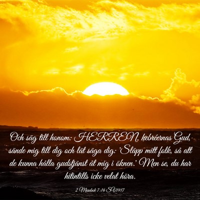 Picture 03 - 2 Mosebok 7:16 SV1917 - Och säg till honom: HERREN, hebréernas Gud, - Bible Verse Picture