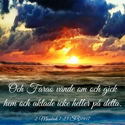 Picture 03 - 2 Mosebok 7:23 SV1917 - Och Farao vände om och gick hem och aktade icke - Bible Verse Picture