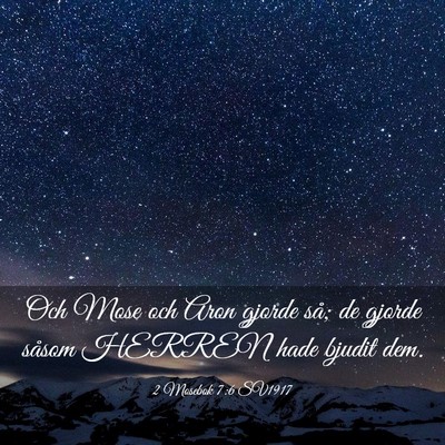 Picture 03 - 2 Mosebok 7:6 SV1917 - Och Mose och Aron gjorde så; de gjorde såsom - Bible Verse Picture