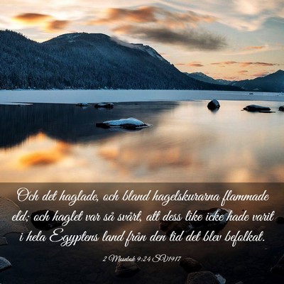 Picture 03 - 2 Mosebok 9:24 SV1917 - Och det haglade, och bland hagelskurarna flammade - Bible Verse Picture