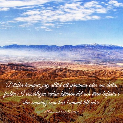 Picture 03 - 2 Petrusbrevet 1:12 SV1917 - Därför kommer jag alltid att påminna eder om - Bible Verse Picture
