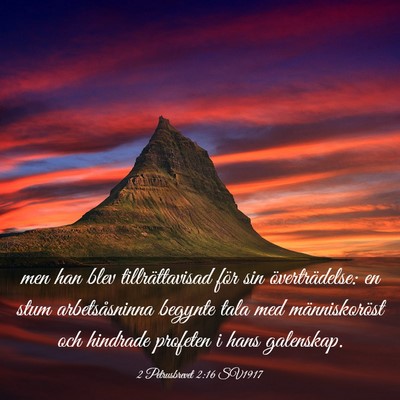 Picture 03 - 2 Petrusbrevet 2:16 SV1917 - men han blev tillrättavisad för sin - Bible Verse Picture