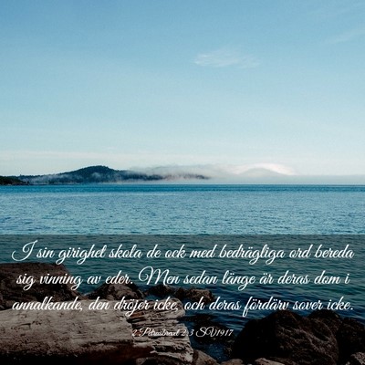 Picture 03 - 2 Petrusbrevet 2:3 SV1917 - I sin girighet skola de ock med bedrägliga ord - Bible Verse Picture