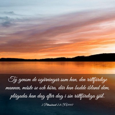 Picture 03 - 2 Petrusbrevet 2:8 SV1917 - Ty genom de ogärningar som han, den - Bible Verse Picture