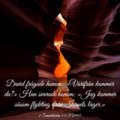 Picture 03 - 2 Samuelsboken 1:3 SV1917 - David frågade honom: »Varifrån kommer du?» - Bible Verse Picture