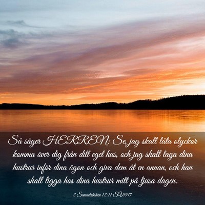 Picture 03 - 2 Samuelsboken 12:11 SV1917 - Så säger HERREN: Se, jag skall låta olyckor - Bible Verse Picture
