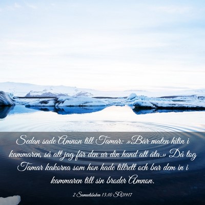 Picture 03 - 2 Samuelsboken 13:10 SV1917 - Sedan sade Amnon till Tamar: »Bär maten hitin i - Bible Verse Picture