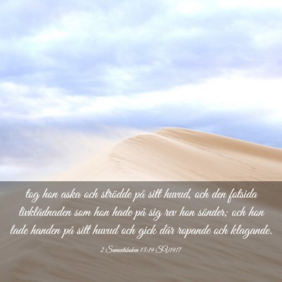 Picture 03 - 2 Samuelsboken 13:19 SV1917 - tog hon aska och strödde på sitt huvud, och den - Bible Verse Picture