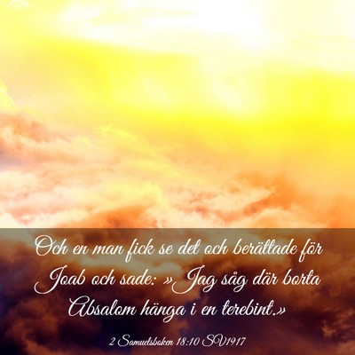 Picture 03 - 2 Samuelsboken 18:10 SV1917 - Och en man fick se det och berättade för Joab - Bible Verse Picture