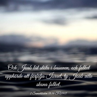 Picture 03 - 2 Samuelsboken 18:16 SV1917 - Och Joab lät stöta i basunen, och folket - Bible Verse Picture
