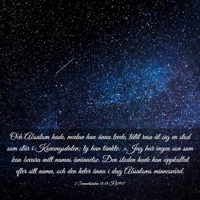 Picture 03 - 2 Samuelsboken 18:18 SV1917 - Och Absalom hade, medan han ännu levde, låtit - Bible Verse Picture
