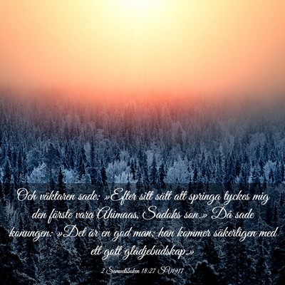 Picture 03 - 2 Samuelsboken 18:27 SV1917 - Och väktaren sade: »Efter sitt sätt att - Bible Verse Picture