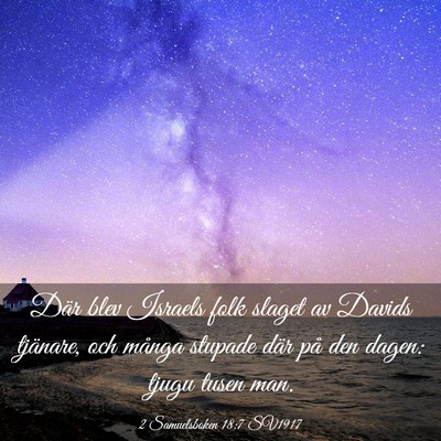 Picture 03 - 2 Samuelsboken 18:7 SV1917 - Där blev Israels folk slaget av Davids tjänare, - Bible Verse Picture