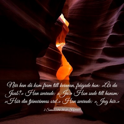 Picture 03 - 2 Samuelsboken 20:17 SV1917 - När han då kom fram till kvinnan, frågade hon: - Bible Verse Picture