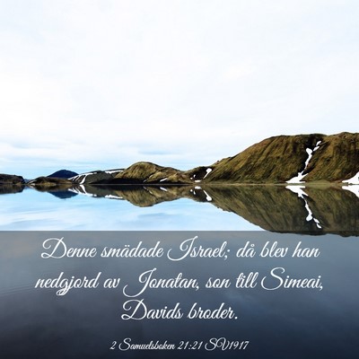 Picture 03 - 2 Samuelsboken 21:21 SV1917 - Denne smädade Israel; då blev han nedgjord av - Bible Verse Picture