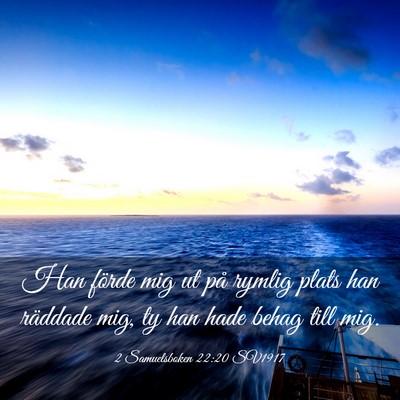 Picture 03 - 2 Samuelsboken 22:20 SV1917 - Han förde mig ut på rymlig plats han räddade - Bible Verse Picture