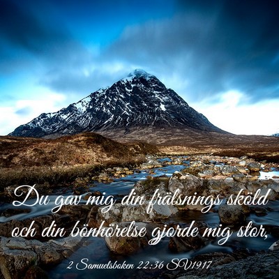 Picture 03 - 2 Samuelsboken 22:36 SV1917 - Du gav mig din frälsnings sköld och din - Bible Verse Picture