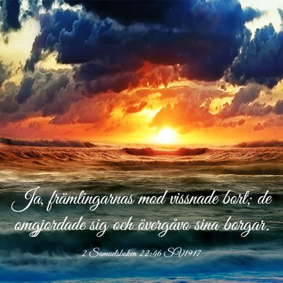Picture 03 - 2 Samuelsboken 22:46 SV1917 - Ja, främlingarnas mod vissnade bort; de - Bible Verse Picture
