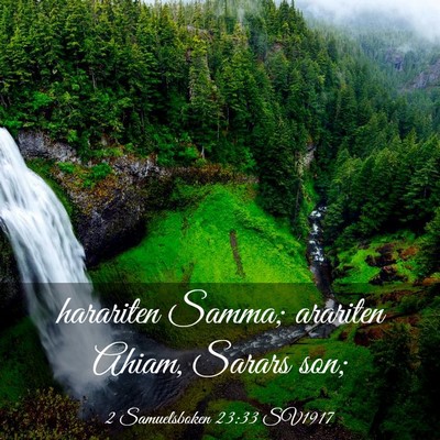 Picture 03 - 2 Samuelsboken 23:33 SV1917 - harariten Samma; arariten Ahiam, Sarars - Bible Verse Picture