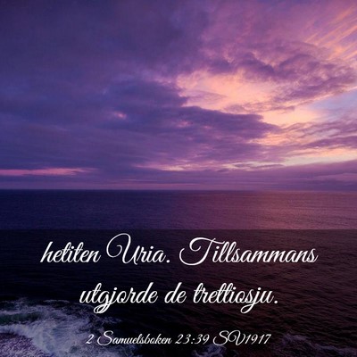 Picture 03 - 2 Samuelsboken 23:39 SV1917 - hetiten Uria. Tillsammans utgjorde de - Bible Verse Picture