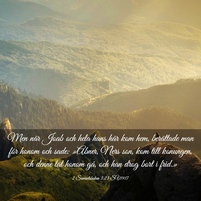 Picture 03 - 2 Samuelsboken 3:23 SV1917 - Men när Joab och hela hans här kom hem, - Bible Verse Picture