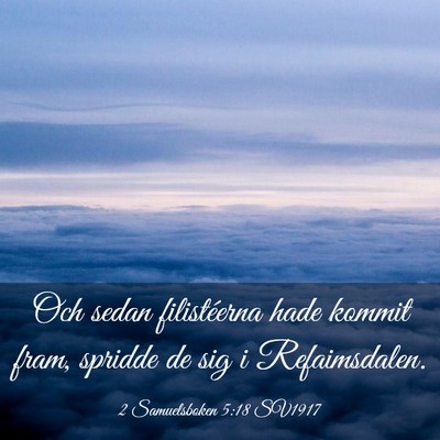 Picture 03 - 2 Samuelsboken 5:18 SV1917 - Och sedan filistéerna hade kommit fram, spridde - Bible Verse Picture